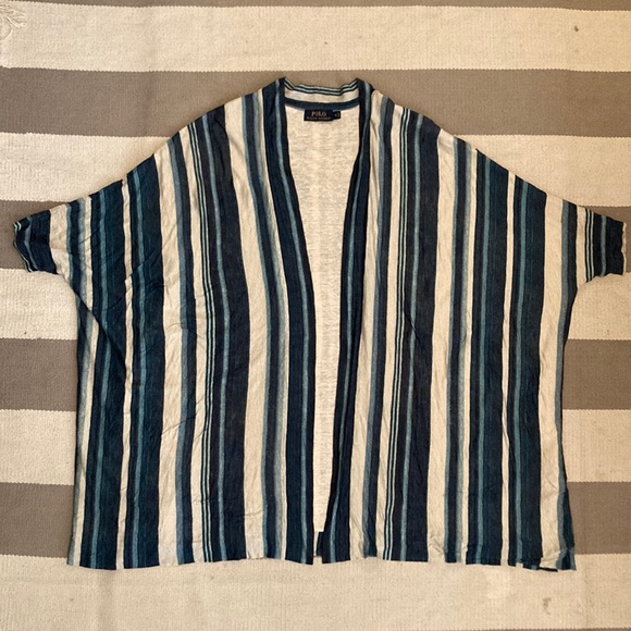 Polo Ralph Lauren Sweaters - Polo Ralph Lauren Women’s Shawl Striped Open Front Short Sleeve Cardigan  Size S